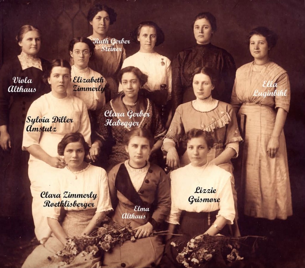 Photo of Sunday school class that Ella Luginbuhl Dillman attended at Ebenezer Mennonite Church